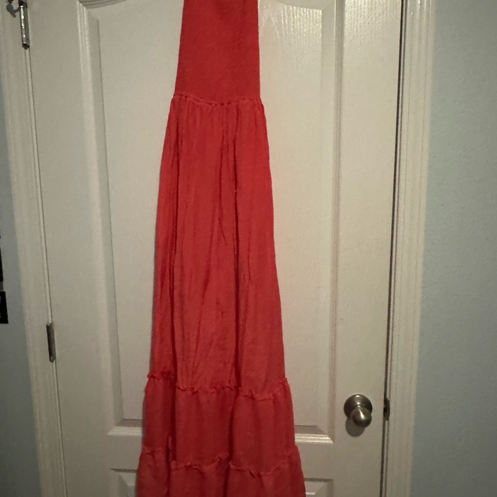 Aura Coral Backless Dress